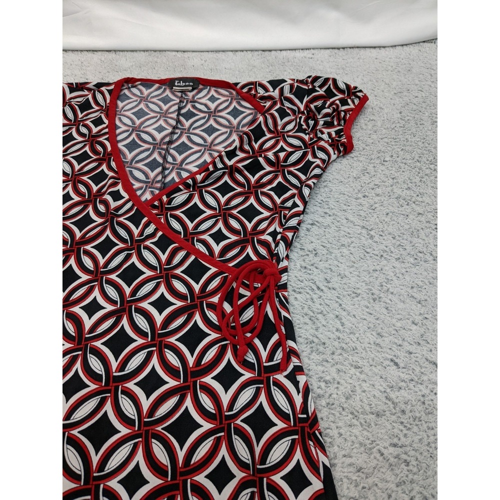 Taboo Vintage Mini Dress Made in USA Small Red Black Geometric‎ Gothic Emo Y2K - Picture 5 of 16